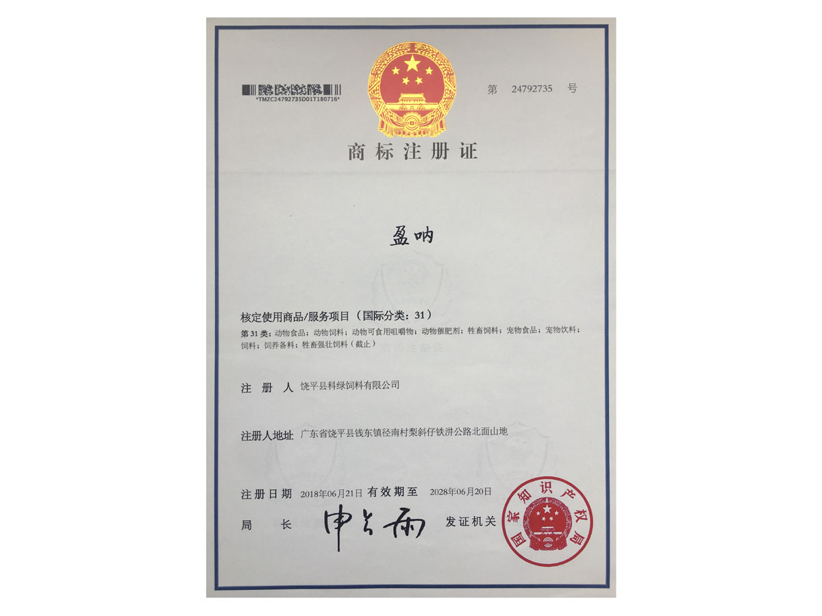 商標(biāo)注冊(cè)證-盈吶